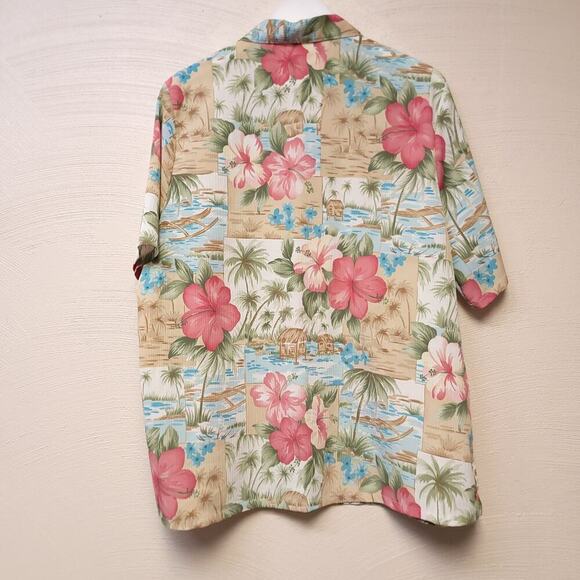 Bonworth Floral Hawaiian Shirt Size L Hibiscus Beach Travel Cruise Vacation​ - Picture 6 of 6